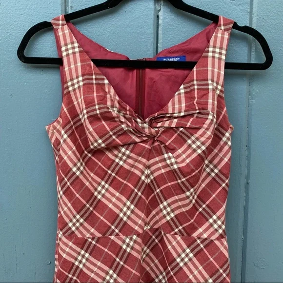 Burberry Vintage Sz S Plaid Red Dress